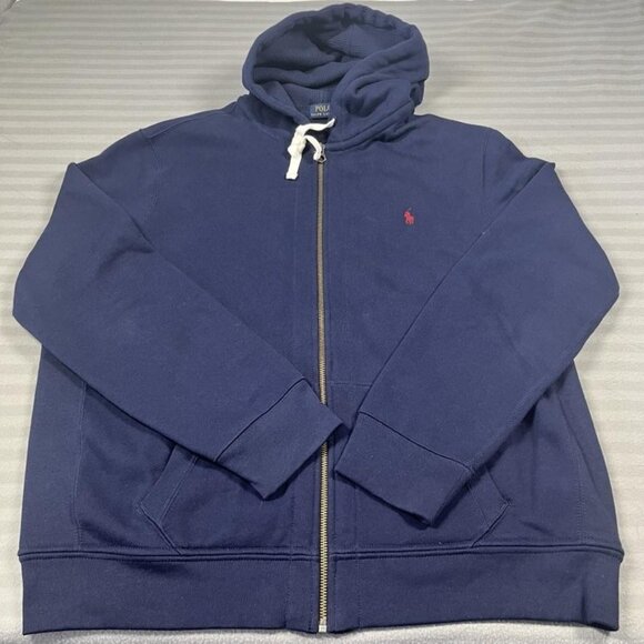 Polo Ralph Lauren Hoodie Mens 2XL Full Zip Sweatshirt Drawstring Cotton Blend - Picture 1 of 9